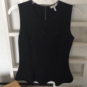 Joie Black Sleeveless Blouse w/Ruffled Peplum